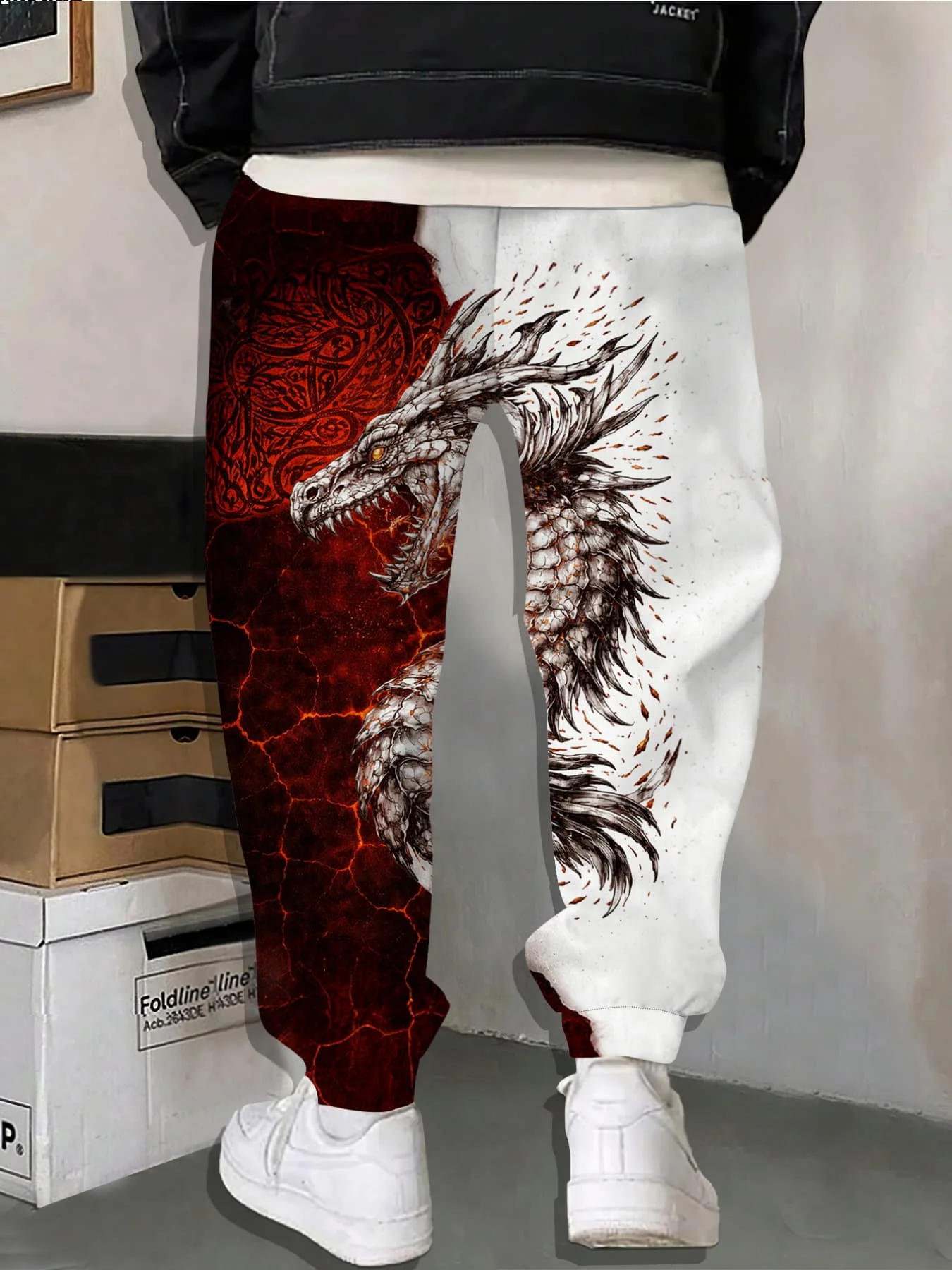 2026 Hot Trend Unisex Crack Volcano Dragon Graphic Jogger Pants Hip Hop Punk Street Style Loose Casual Sweatpants Daily Workout