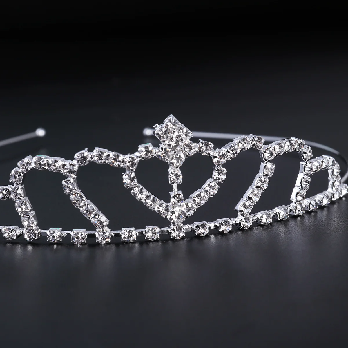 

2Pcs Bridal Tiara Rhinestone Heart Crown Elegant Wedding Prom Dance Party Hair Decoration Women Crown and Tiaras Water Drill