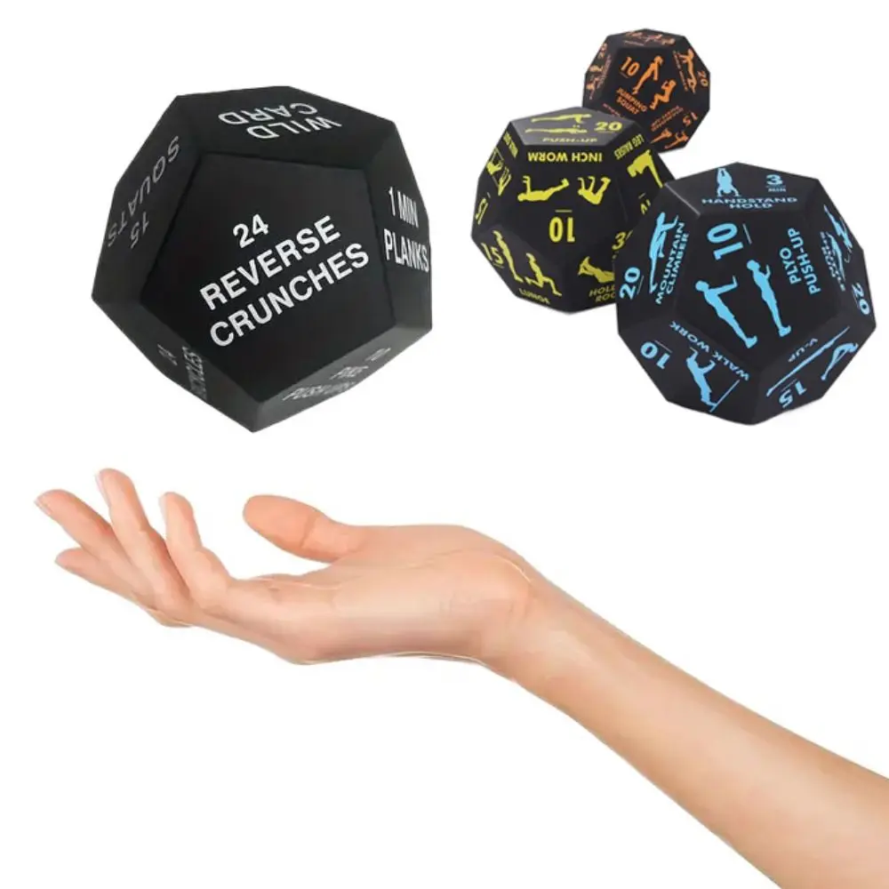 Portable 12 Sided Fitness Action Choice Dice Lightweight Soft Foam Exercise Funny Interactive Bodyweight Training Dice WOD