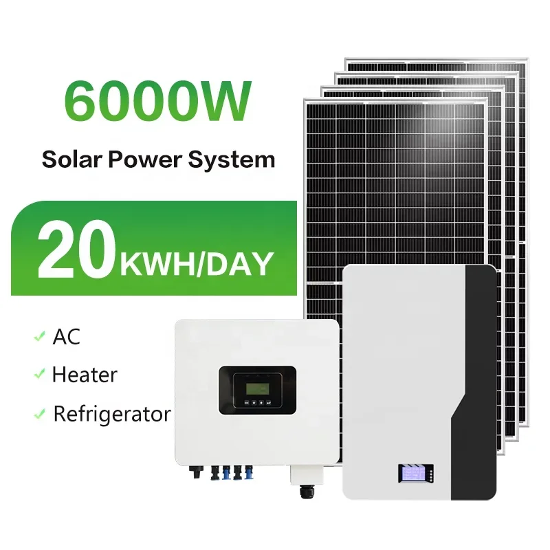 EnergyCreative 6KW 8KW Hybrid Solar Inverter Half Cells 182mm Solar Panels Cells 48V Lithium Battery Solar Energy System