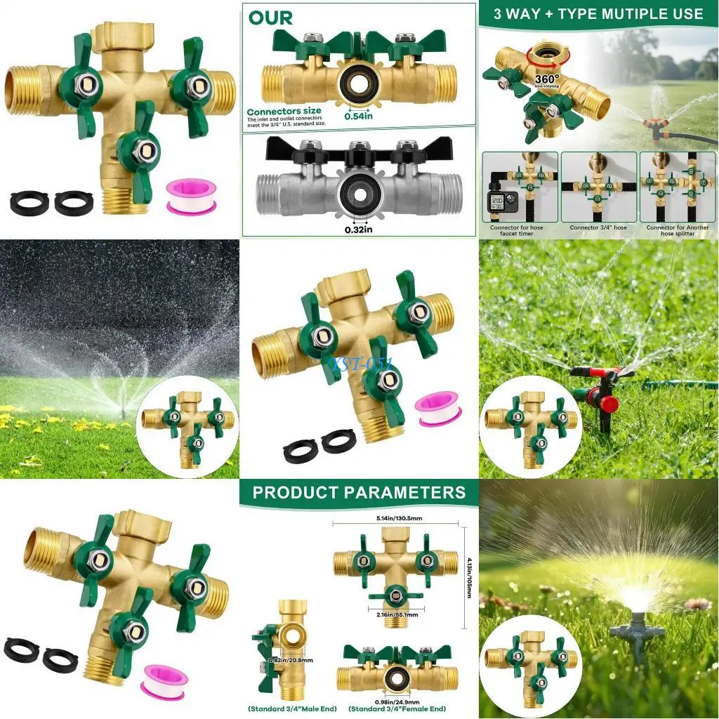 

E15A Bronze 3/4 Foot Large Drill Stream Divider Triplicate Outlet Meet Gate