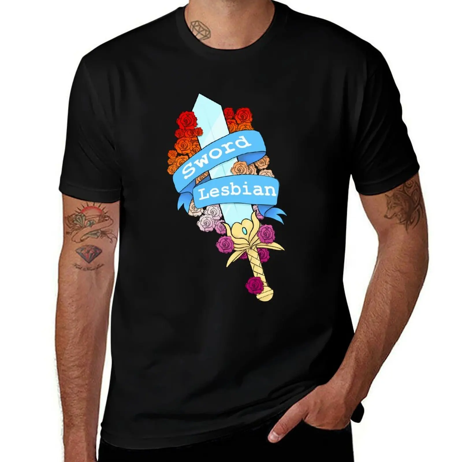 Adora - Sword Lesbian T-Shirt Basic Solid Color Short Sleeve Cotton Top T-Shirt