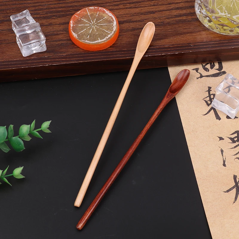 20cm Cooking Honey Sugar Spoon Tea Coffee Stirring Spoons Long Handle Wooden Spoon Household Dessert Drink Spoon Small Spoon