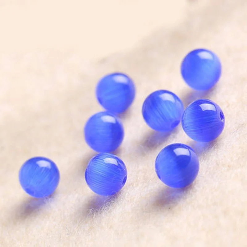 4A Natural Blue Cat Eye Opal Single Bead DIY Beads Crystal Jewelry Making