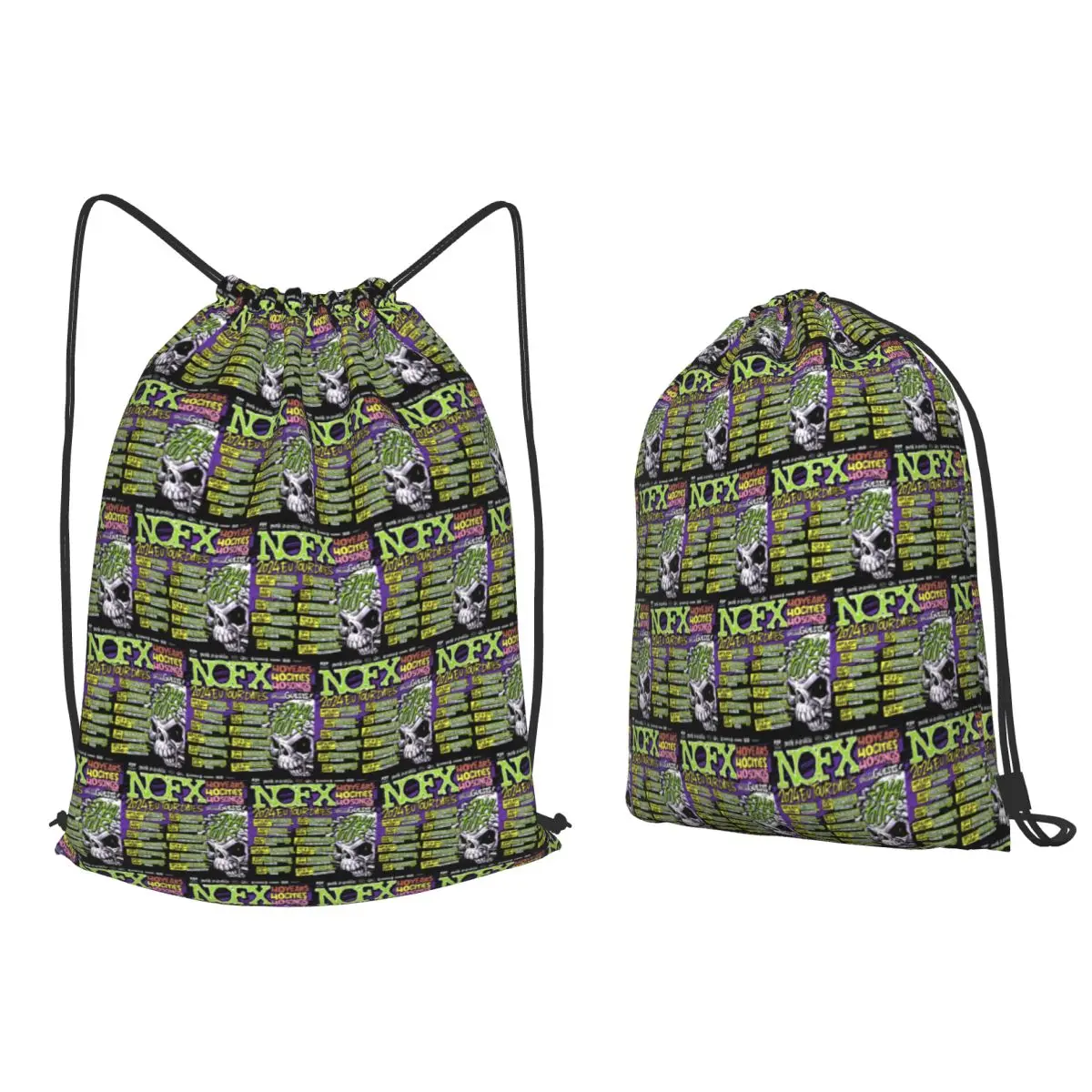 Nofx Band Final Tour Skull Backpacks Multi-function Drawstring Bags Sports Bag Book Bags for Travel Students