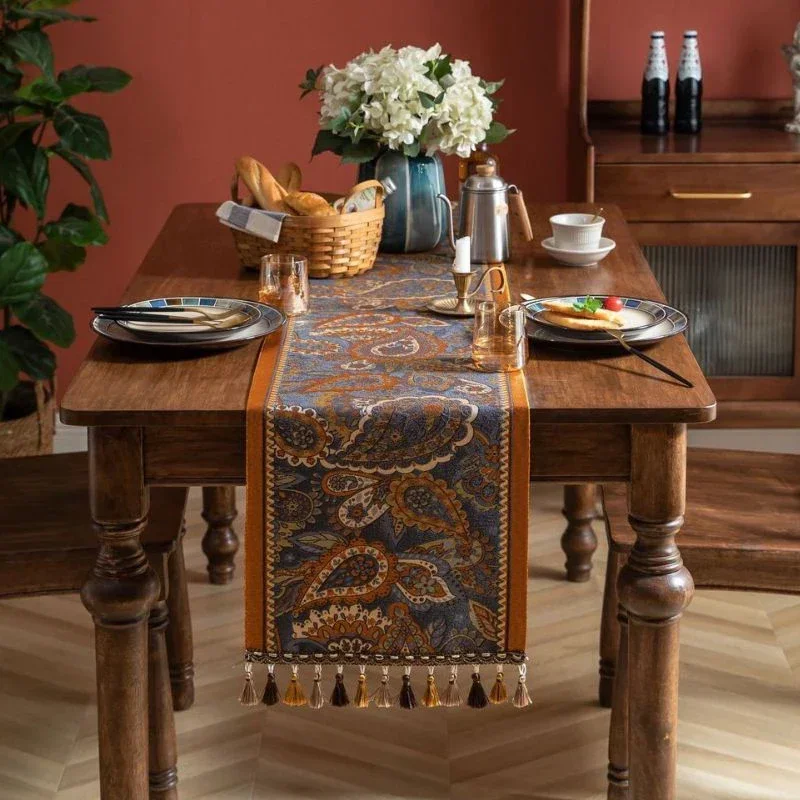Jacquard Blue Table Runner for Dining Decoration Home Tea Table Runner Table Cover TV Cabinet Bed Runner