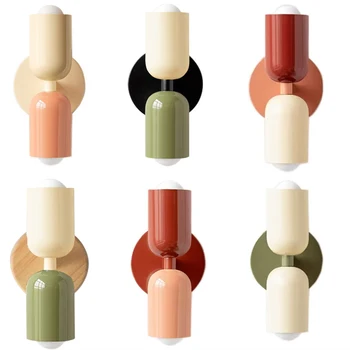 Dropshipping Lampada da parete nordica LED Macaron Sconce minimalista Camera da letto Comodino Soggiorno Studio Corridoio Decorazione domestica per interni Luce
