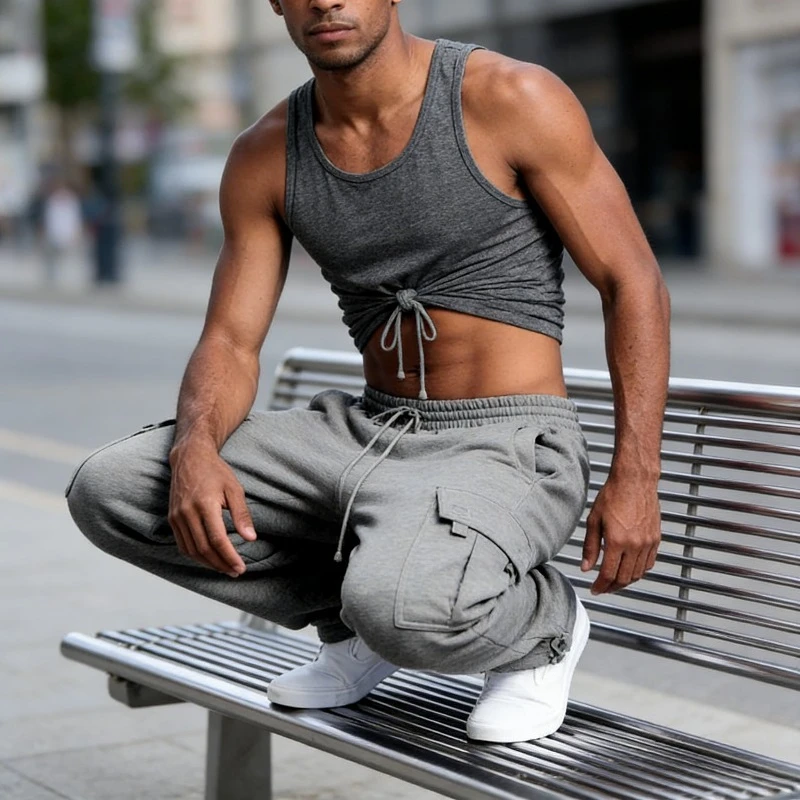 

Мужские спортивные штаны, прямые джоггеры для спорта и уличной одежды, свободные длинные брюки большого размера на шнурке, мужские брюки с несколькими карманами