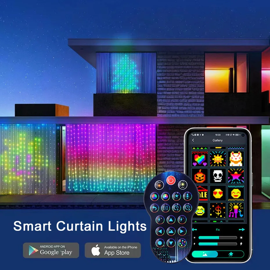 400LED Smart App Control RGB luci per tende LED String Lights fata ghirlanda decorazione fai da te finestra camera da letto natale all'aperto