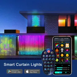 400LED 스마트 앱 제어 RGB 커튼 조명, LED 스트링 조명, 요정 화환, DIY 장식 창 침실 크리스마스 야외