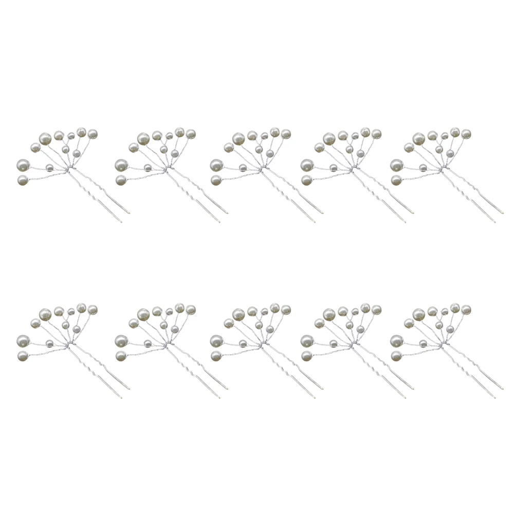 10 Pcs Bride Hair Clip Pearl Pin Bridal Wedding Clips Brooch Accessories Crystal Flower Hairpin