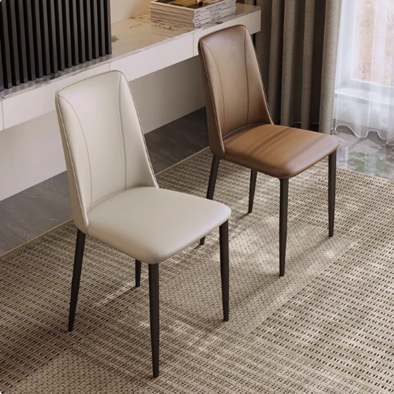 

White Restaurant Dining Chair Faux Leather Beige Nordic Comfortable Dining Chair Kitchen Modern Cadeira Luxury Home Furniture