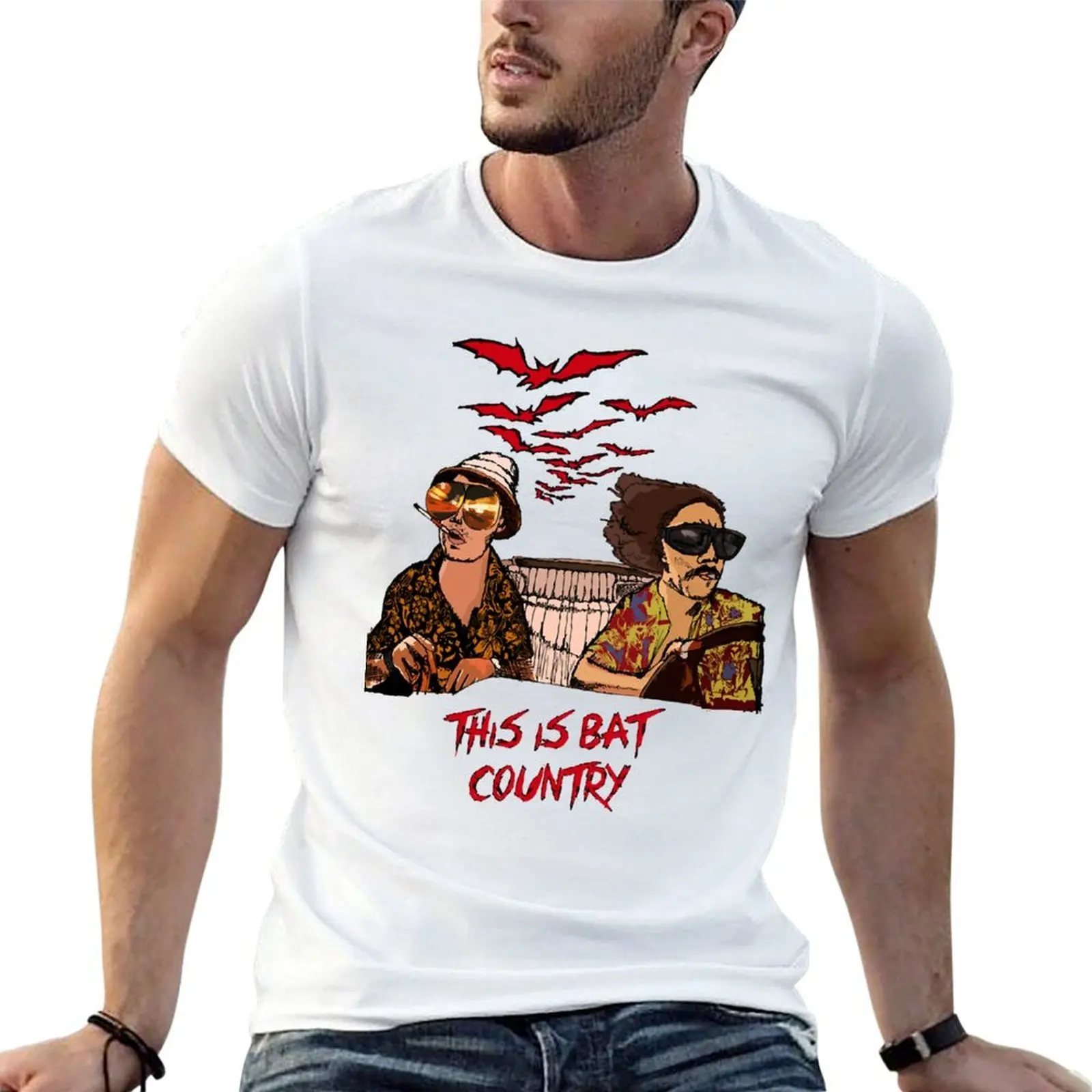 

Vintage Style Arts Bat Country Mega man Is T-Shirt cotton tshirt 100% essential t shirt T-Shirt