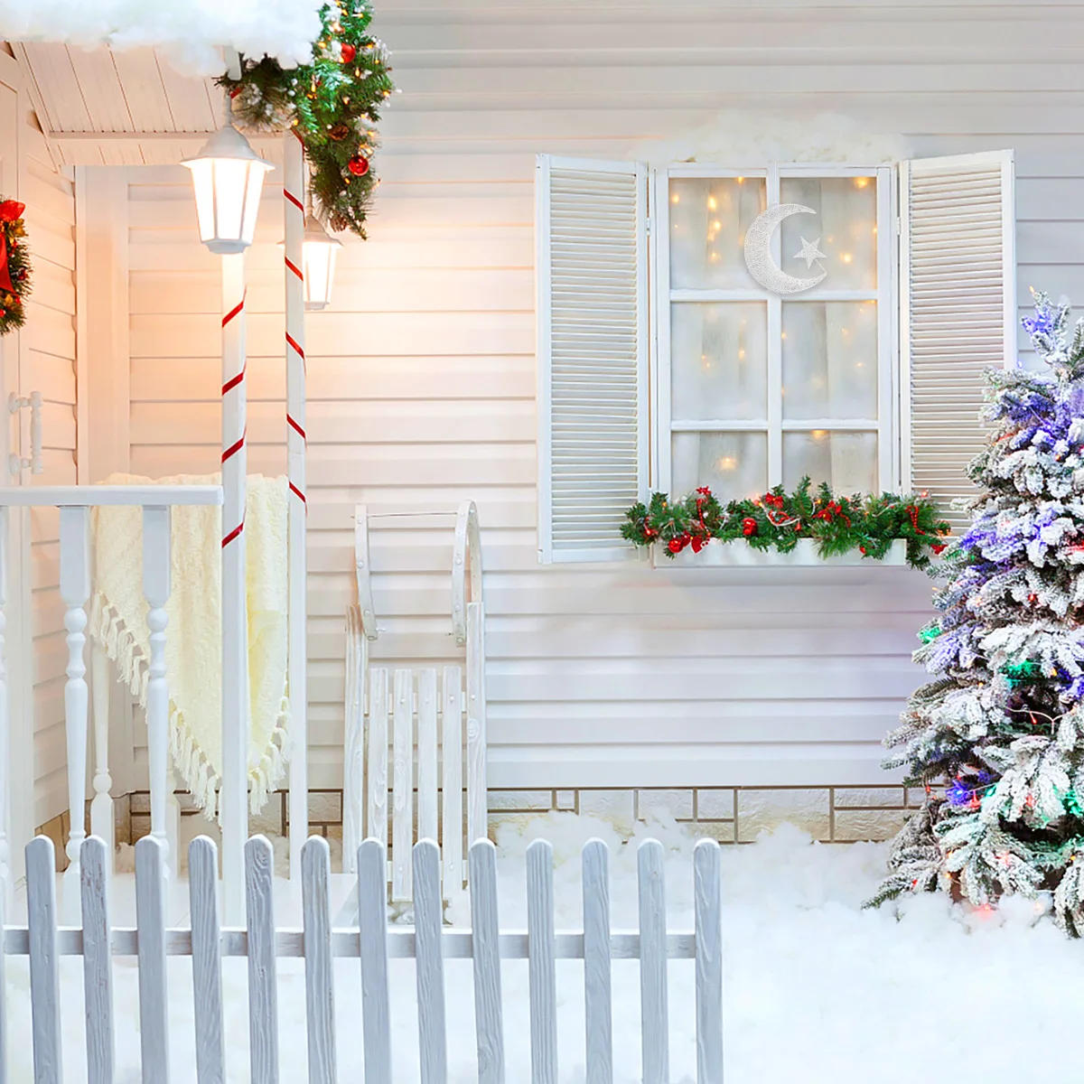 

Iron Art Star Moon Hanging Decor 20Cm Long-Lasting Craftsmanship Garden Porch Patio Entryway Christmas Gift Pendant Home Decor