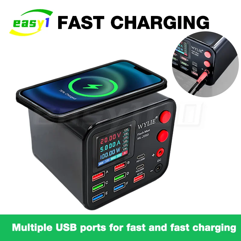 

WYLIE WL-205D10W умная беспроводная зарядная станция USB зарядное устройство док-станция инструмент для ремонта материнской платы мобильного телефона детектор загрузки