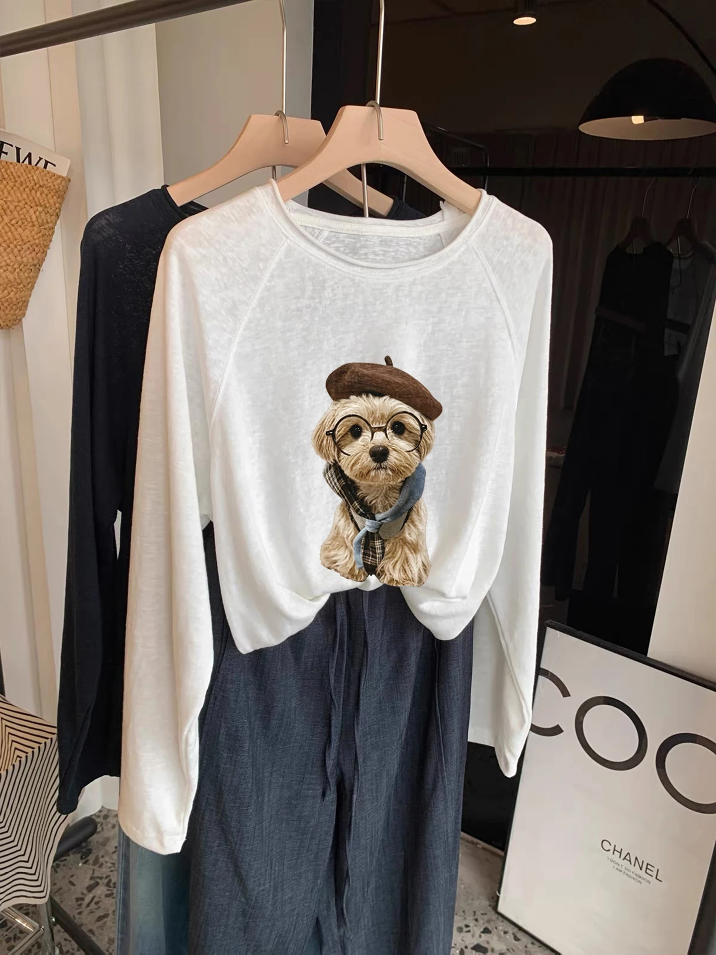 Korean Style Long Sleeve T-Shirt Women's Autumn New Fashion Shoulder Insert Sensation Cotton Base Shirt Top Floral Pattern