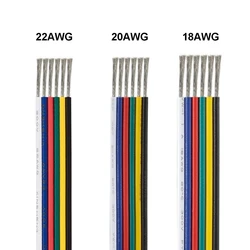 LED Strip Connector Cable 22AWG 6 Pin Tinned Copper Wire Insulation PVC Electrical Wire For 5050 RGBWW RGB CCT LED Ribbon Lights