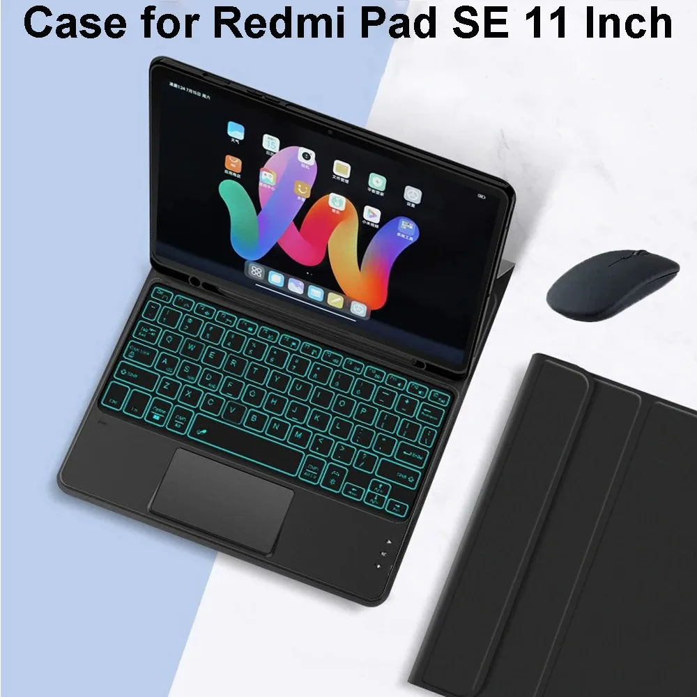

For Xiaomi Redmi Pad SE 11 Inch Case 2023 With Keyboard Detachable Backlit Keyboard Leather Case Cover For Redmi Pad SE 11 Inch