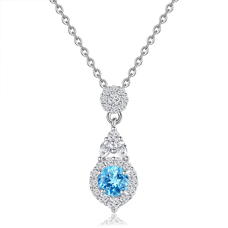 

High-quality Natural Gemstone Crystal Pendant S925 Sterling Silver Necklace Fashionable Collar Chain for Women