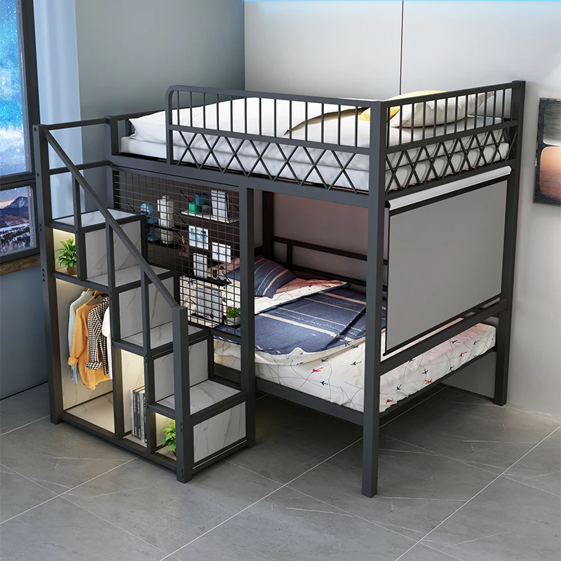 Loft bed sheet upper layer multi-functional space-saving modern simple bunk bed Tillais Pavilion upper bed and bottom table