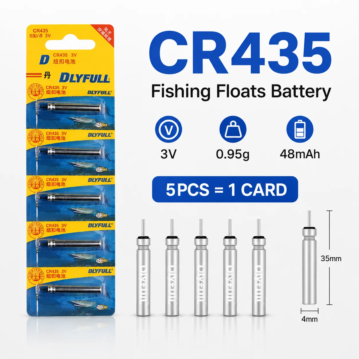 

Luminous CR435 Battery – Electric Pin Lithium for Fishing Floats, Night Fishing, Outdoor Tackles