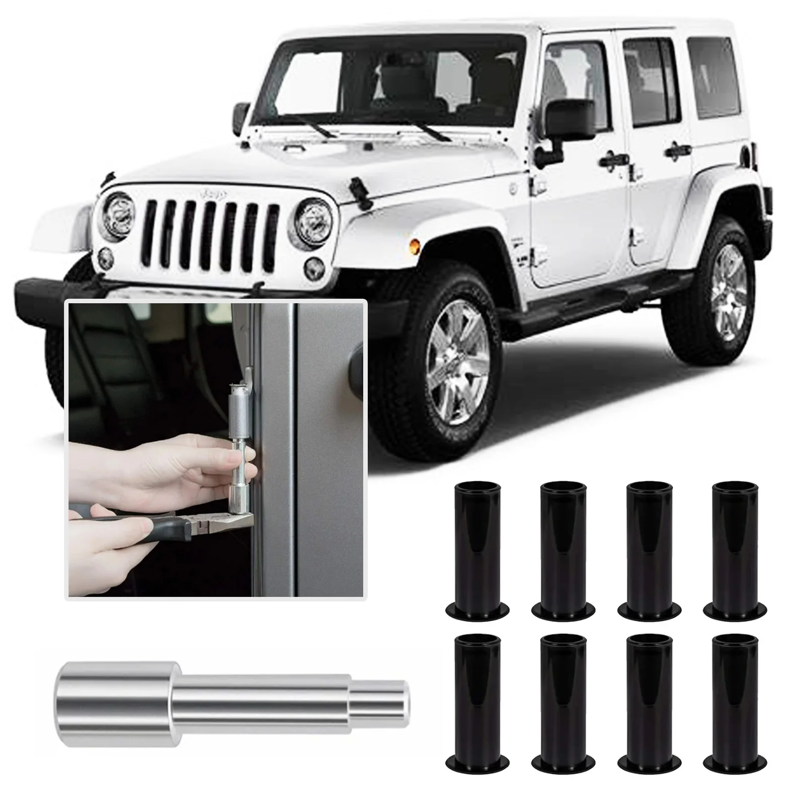 Car Door Hinge Pins Bushing Removal Tool Inner Hinge Pin Liners For Jeep Wrangler 1999-2006 JK 4-Door Repair Kit Car Accessories