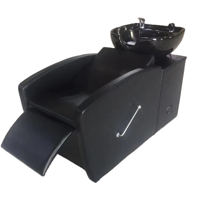 Wholesale Shampoo Chair Luxury Hair Salon Barber Hairdressing Furniture Accessories Black Leather Shampoo Chair Bed