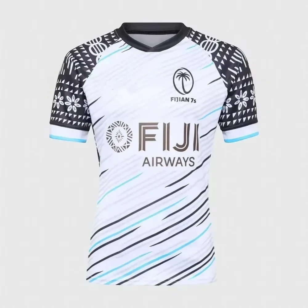2026 Fiji 7s Rugby Jersey Men Fijian Airways Tribal Pattern Short Sleeve 7-a-side Rugby Fan Shirt Family Matching Clothing