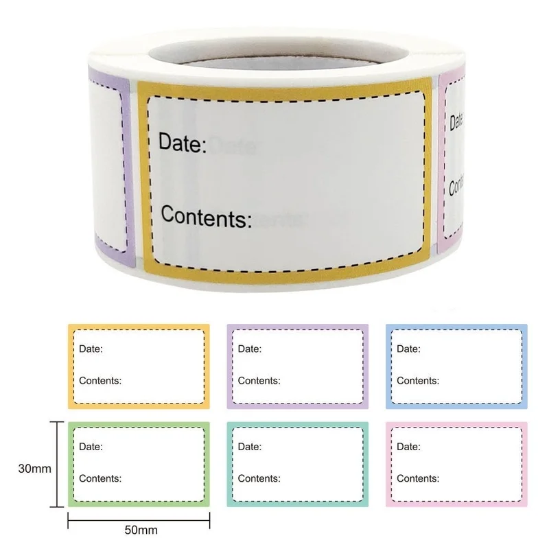 250pcs/roll Date Content Stickers Storage Pantry Seal Labels for Food Material Kitchen Marking Home Storage Tags 5*3cm