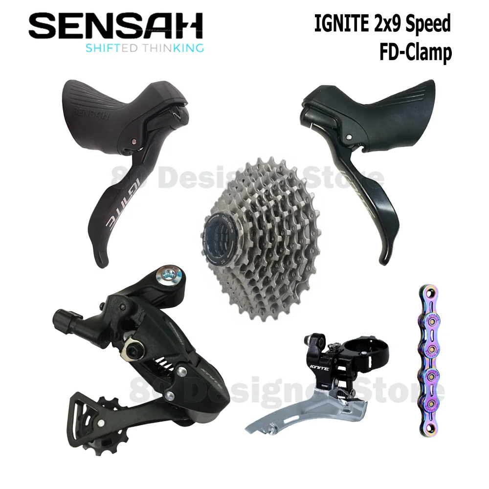 SENSAH IGNITE Road Bike Shifter Sensah 2x9 Speed Brake Lever+Cassette+Chain Bicycle R7000 Tiagra Sora Empire Pro 18s Groupset 9v