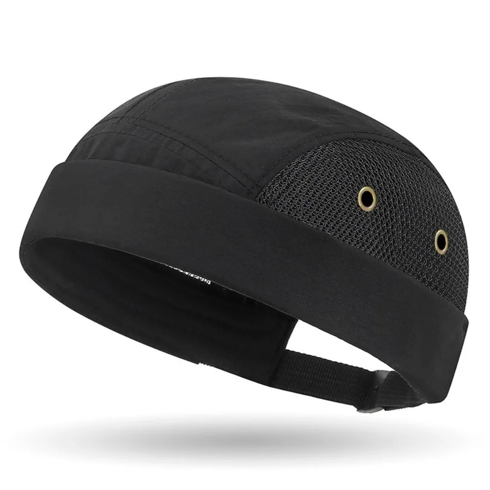 Fashion Hip Hop Docker Cap Solid Color Brimless Harbour Cap Adjustable Breathable Mesh Sailor Cap Men