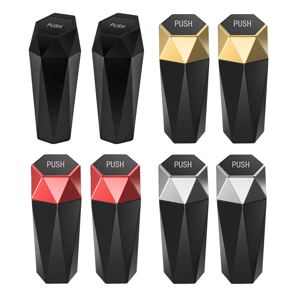 2 Pack Mini Car Trash Can with Lid Leakproof Vehicle Trash Bin Compact Garbage Can Car Accessories for Interior