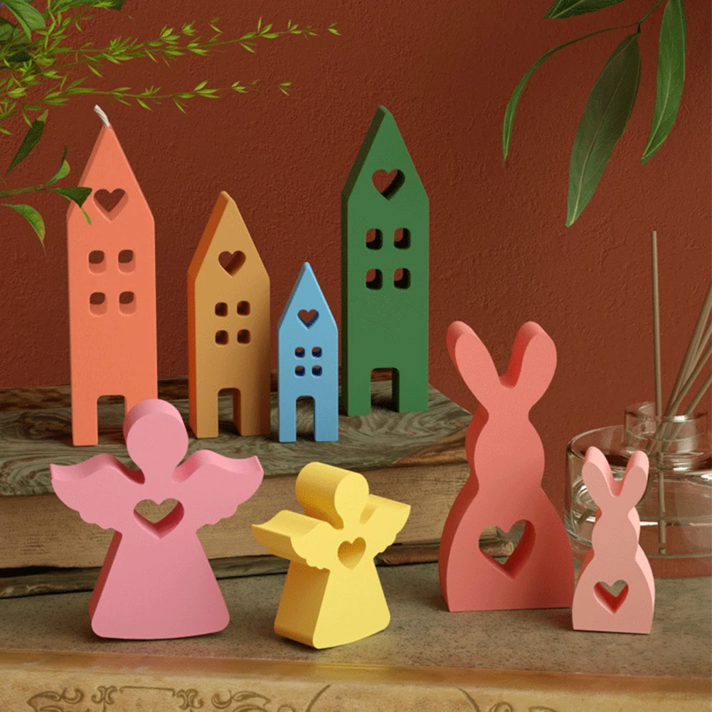 7Pcs/Pack Easter Cute Rabbit Silicone Moulds Car Mounted Incense Expanding Gypsum Decoration Mold Aromatherapy Candle Molds