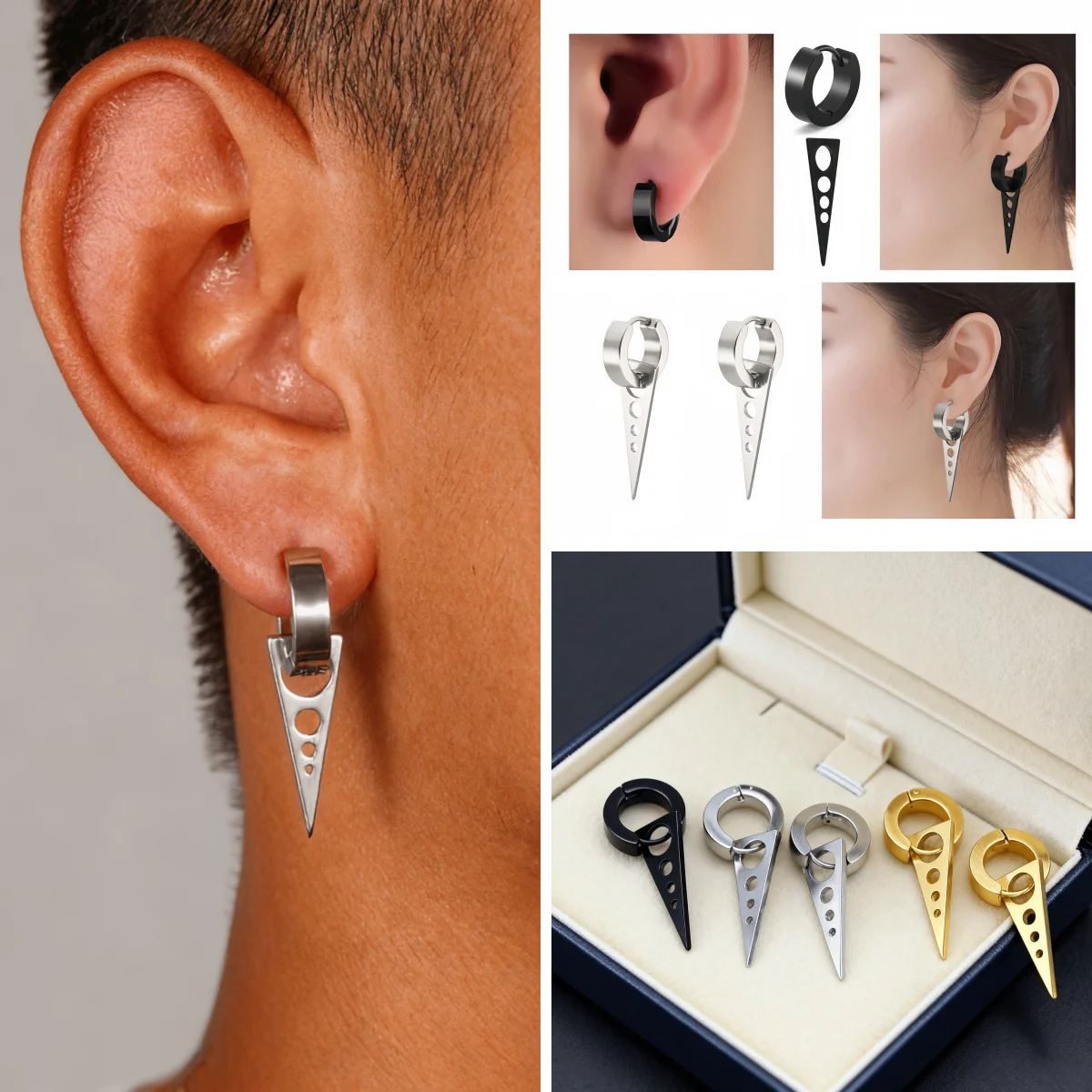 1-10 زوج الشرير غير عادية الأسود الحد الأدنى الفولاذ المقاوم للصدأ هوب أقراط للرجل المرأة الحديثة هدية اليومية العصرية مجوهرات 2025 NewY2k #1