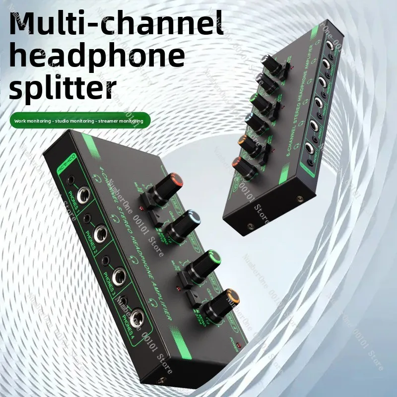 Quad Mini Headphone Amplifier, Mono to Stereo Signal Splitter for Mic & Instruments