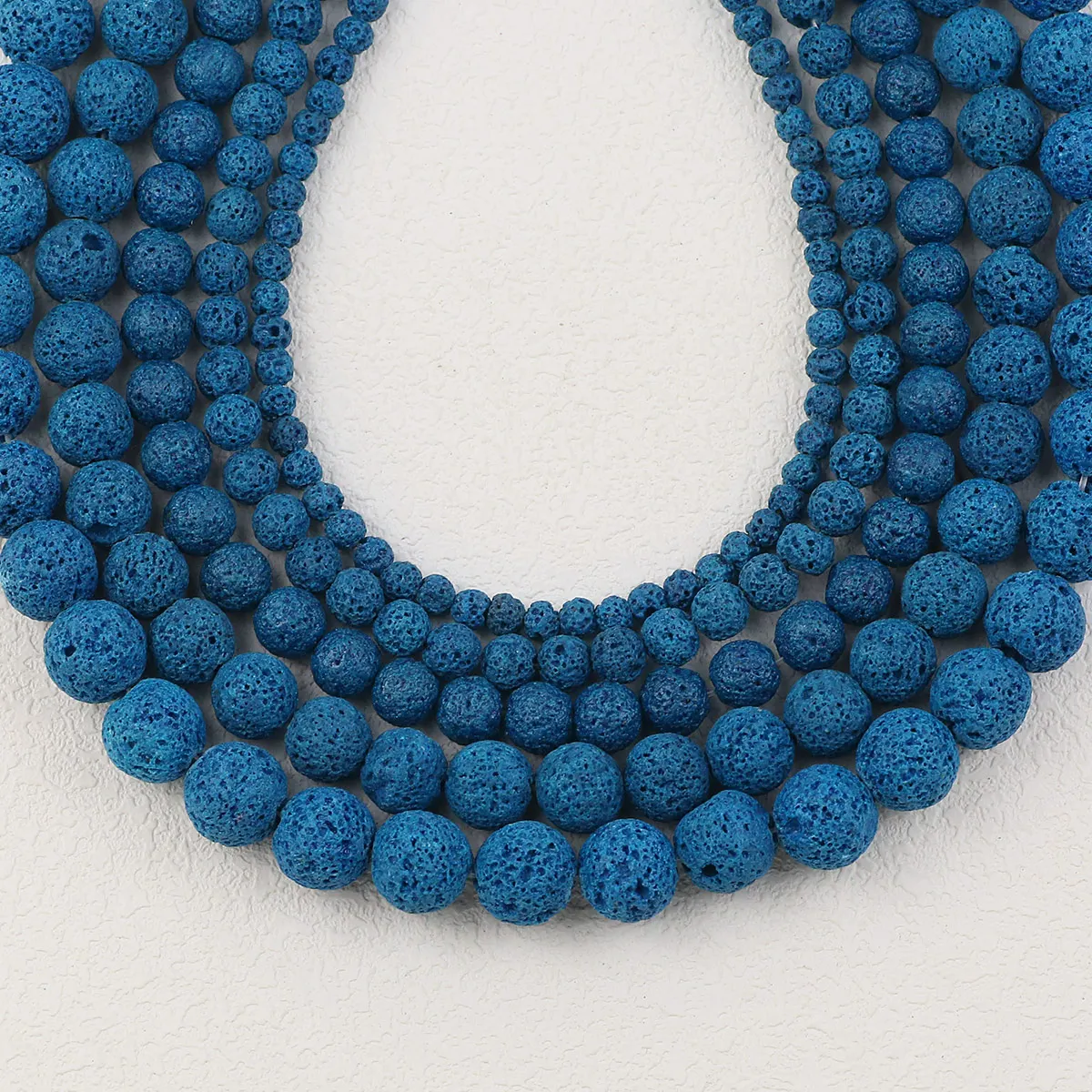 Perles de roche volcanique bleu paon naturel de 4 à 12 mm, faites à la main, pour la création de bijoux DIY, bracelets, colliers, accessoires décoratifs