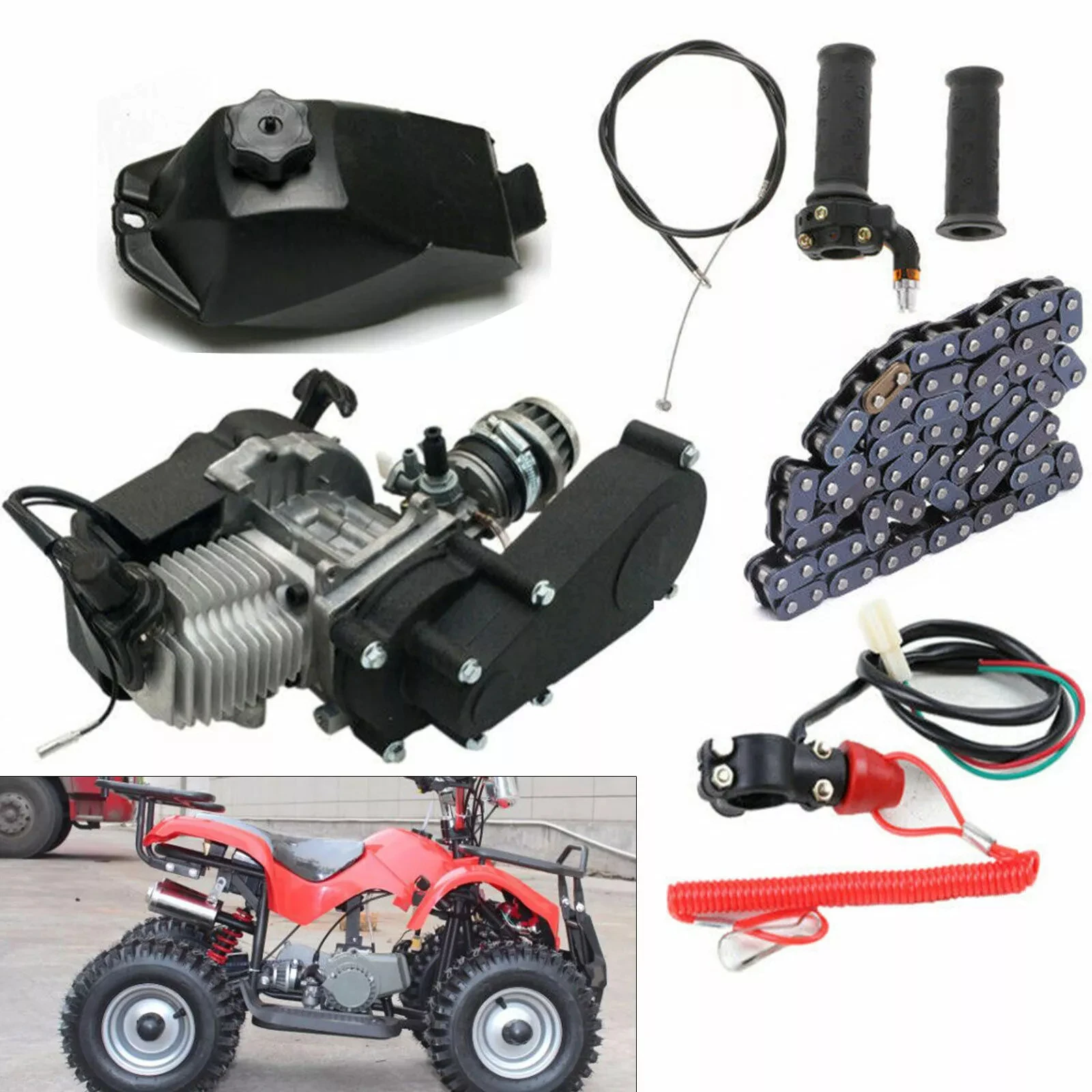 

Pull Start 49cc 2-Stroke Engine Motor Kit for Pocket Mini Quad ATV Scooter