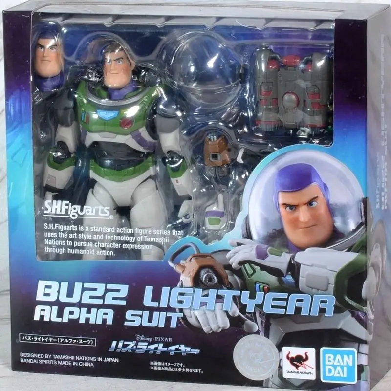 Figura de Acción Coleccionable Articulada de Buzz Lightyear de Bandai Shf, Versión de la Película Toy Story, Traje Alfa, Nave Espacial, para Coleccionistas Adultos