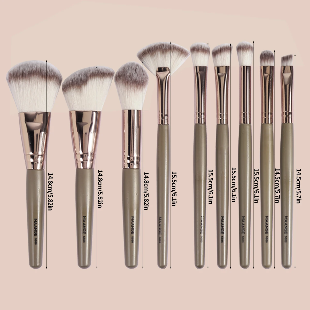 MAANGE 9PCS Makeup Brush Set Foundation Concealer Eyeshadow Blush Brush Premium Cosmetic Makeup Tools for Blending Liquid Cream