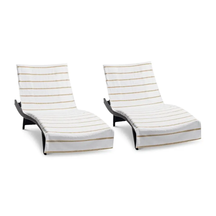

Las Rayas Chaise Lounge Cover Pack of 2 Terry Towel 100 Striped Soft Cotton with Pocket Holder for Beach Pool Outdoor Chair, 30