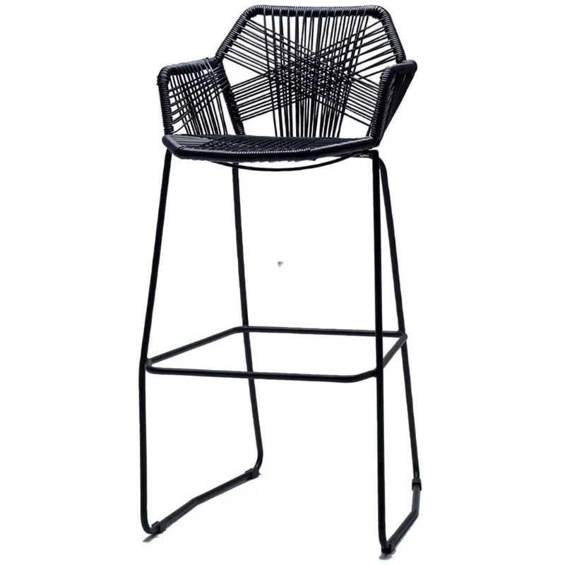 Nordic Bar Stools Creative Rattan Bar Chair Rattan Chair Back Armchair Outdoor Balcony Chair Iron Modern Minimalist Bar Stool Jj