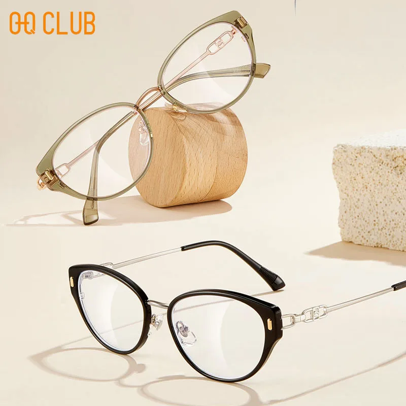 O-Q CLUB Eyeglass Frames Women Women's Grade Glasses Precription Graduated Lenses to Read Blue Light Bezel Computer Eyepieces