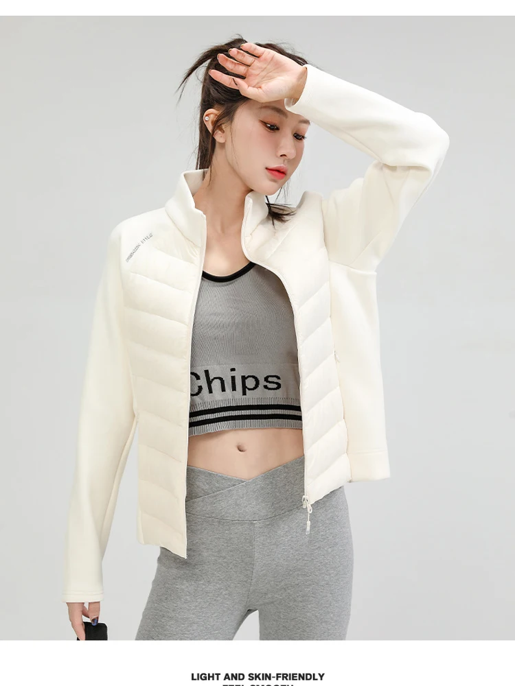 Leggero Spor Piumino da donna Jaet Yoga Arrampicata Sci Corsa Interno Vestibilità Capispalla caldo Street Sle ort Lunghezza Cerniera