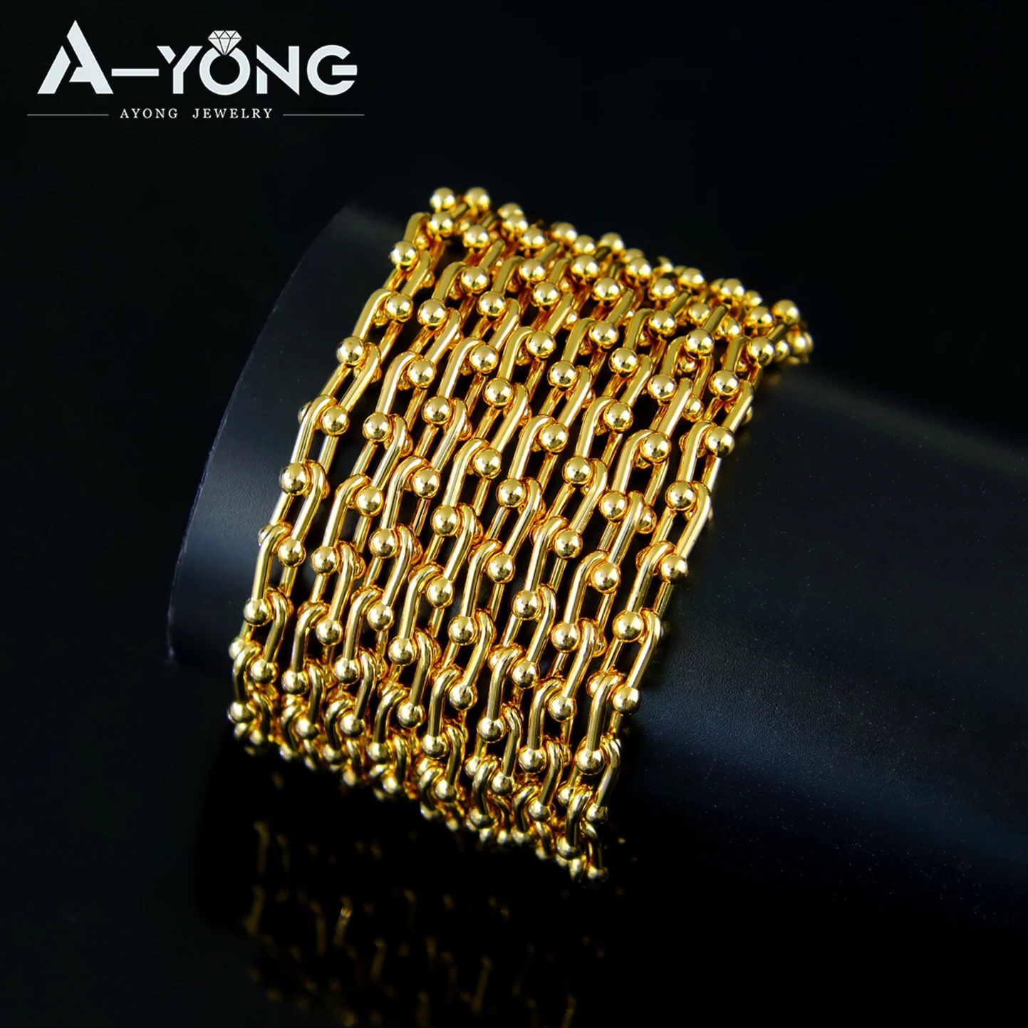 Luxus Dubai Hochzeit Gold Farbe Lange Halskette 21k Gold Überzogene Italienische Mode Colliers Saudi Frauen Event Party Schmuck – Detail 3