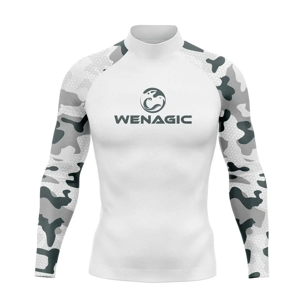 Men UV Protect Swimwear Camouflage Long Sleeve Swimsuit Rashguard Surfing Tights Rash Guard Surf Shirt Quick Dry Swim Clothes