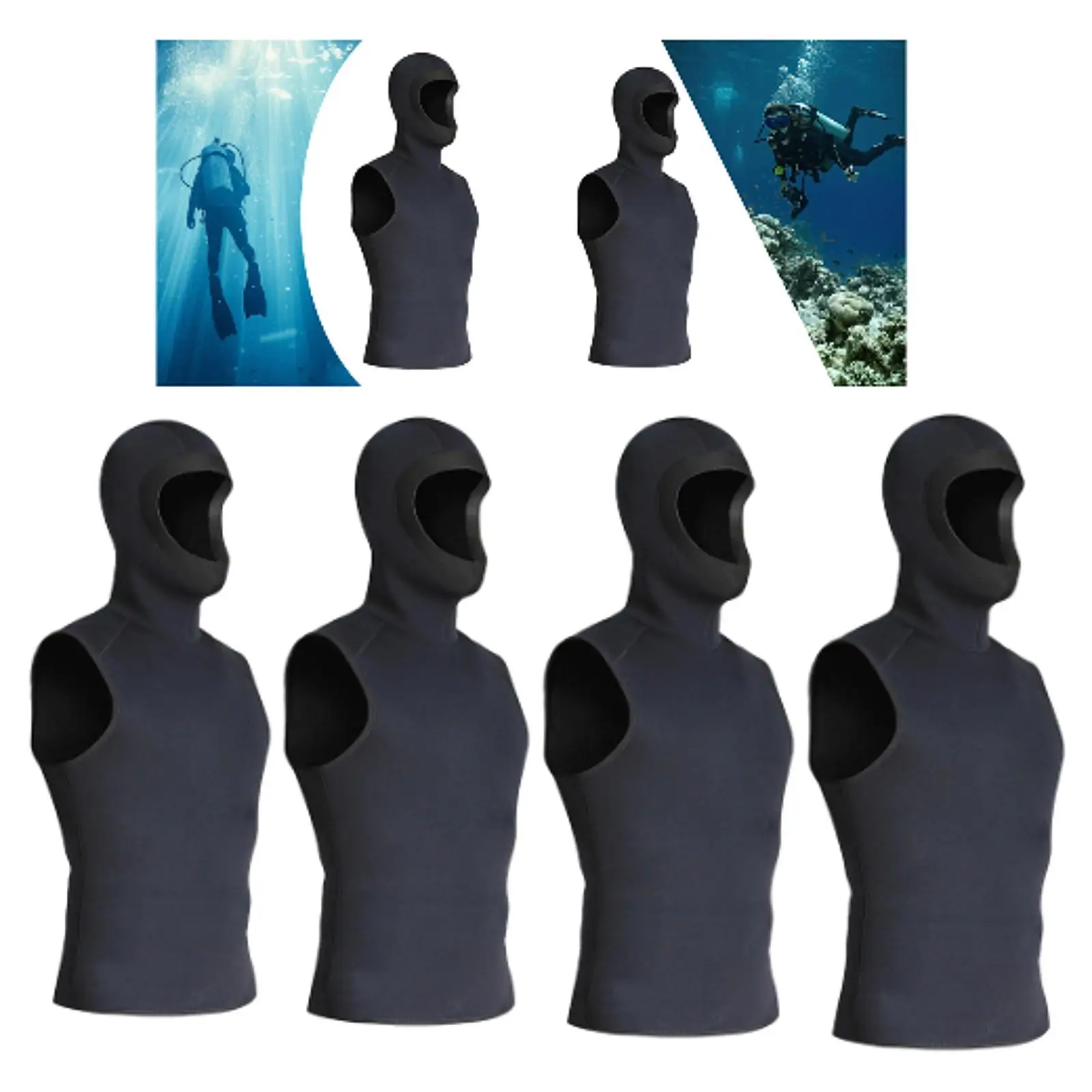 

3mm Neoprene Wetsuit Hooded Vest Wet Suit Vest for Snorkeling Water Sports
