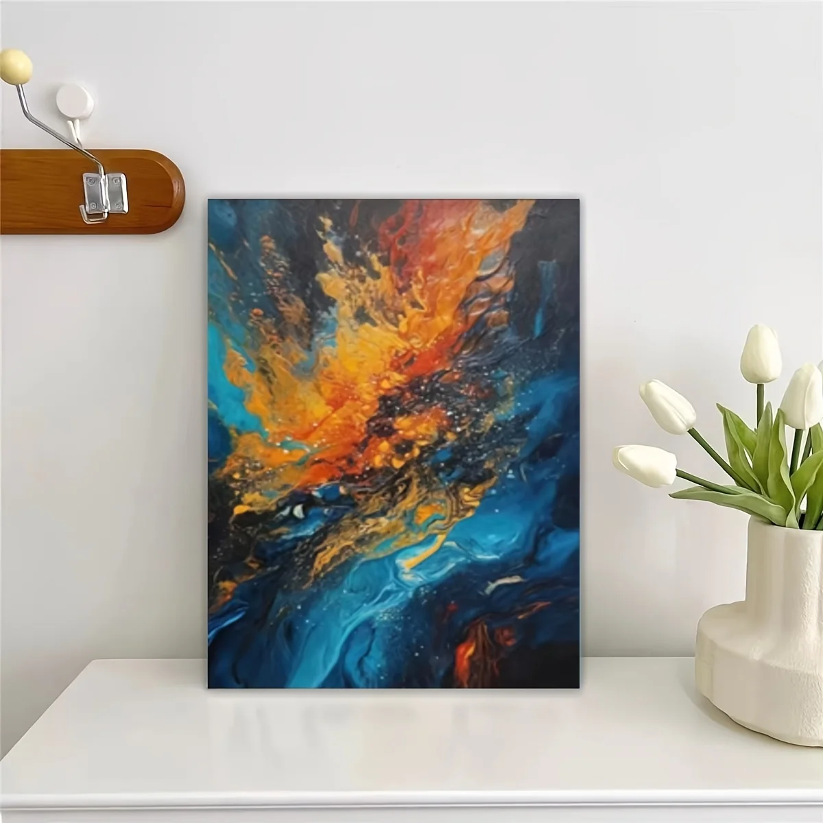 Blue Yellow Cloud Oil Painting, Abstract Wall Art, Canvas Print Poster Picture for Living Room Home Decoration