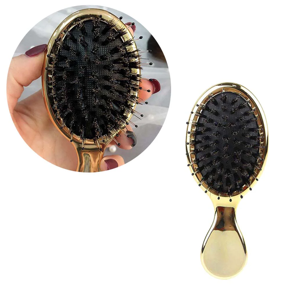 

1PC Mini Hair Scalp Handle Bristle Brush Scalp Massage Comb (Golden) cushion comb cushion hair brush plastic cushion comb