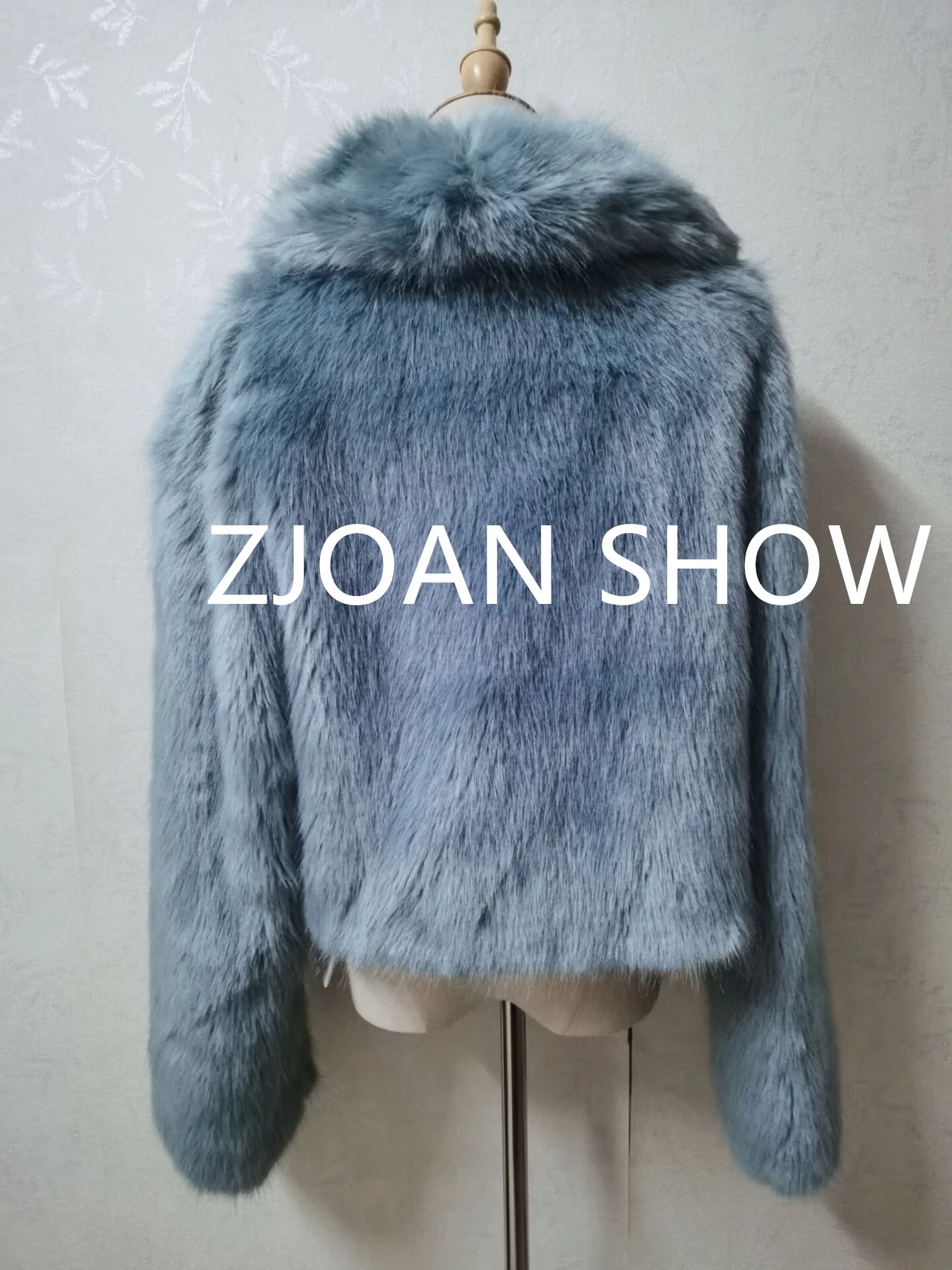 2021 Winter Women Shawl Collar Macaron Turquoise Faux Fox Fur Jacket Warm Soft Hairy Shaggy High Waist Short Coat  Outerwear