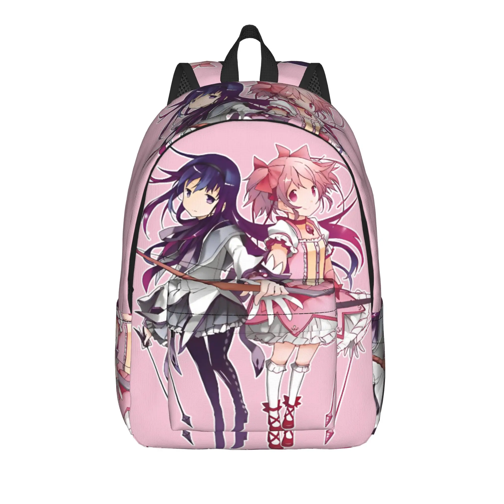 Mochila de Anime Homura Puella Magi Madoka Magica, mochila de lona para estudiantes, senderismo, viajes, Kyubey, para hombres y mujeres, bolsas de lona para ordenador portátil